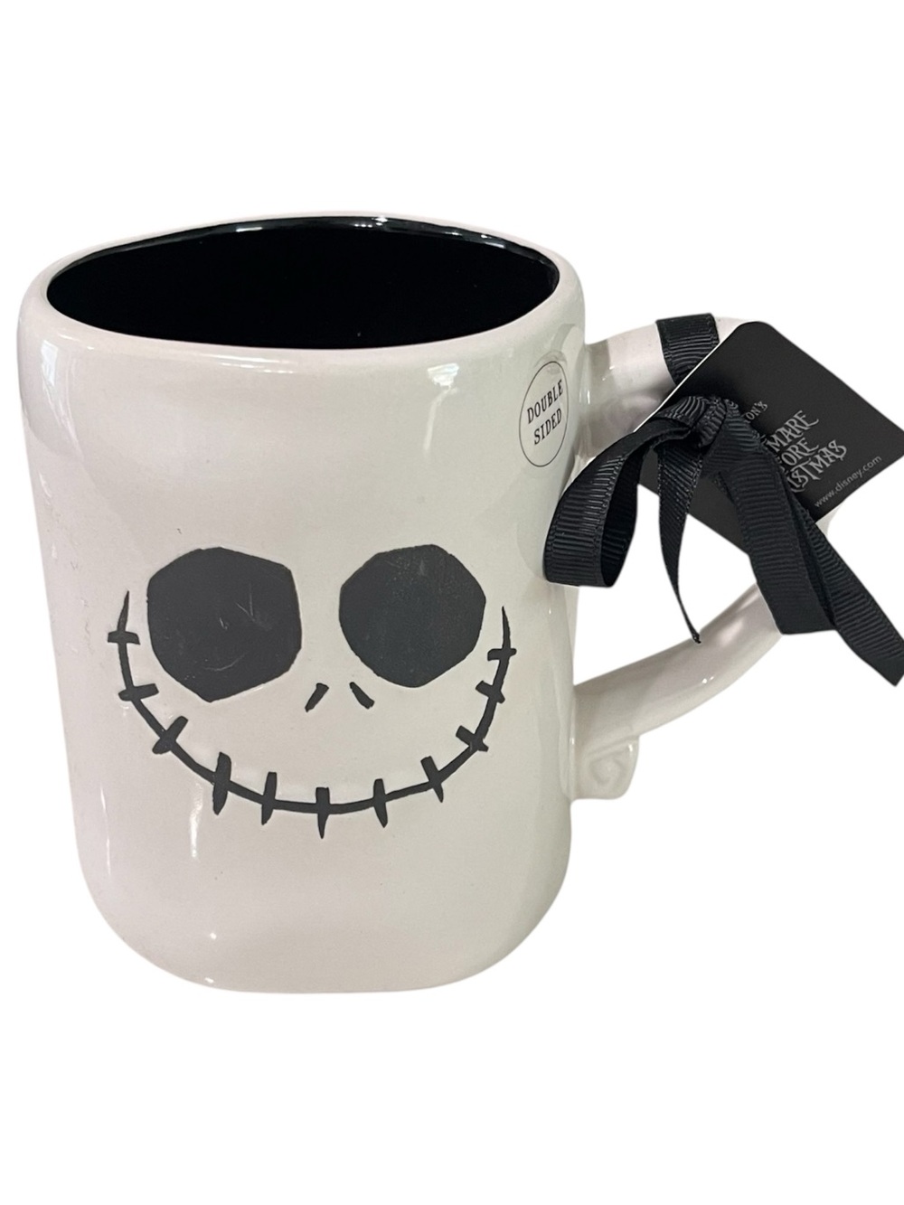 Rae Dunn White Ceramic Mug with Black Interior & Face